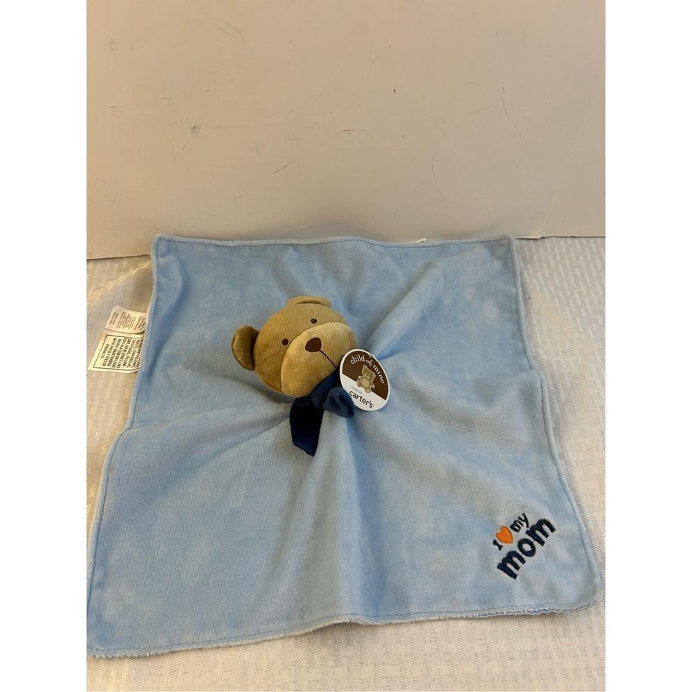 Carters infant blankie blue bear‎ rattle new 14x14 replacement